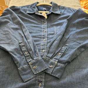 GAP Women's Denim Blue Button-Down Shirt